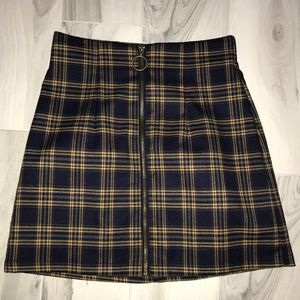 Plaid Zip-Front Skirt